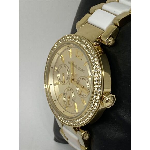 Michael Kors MK6374 Women's Stainless Steel Analog Gold Dial Quartz Watch WO684 - Picture 4 of 12